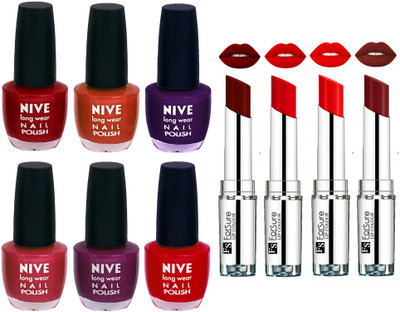

ForSure Velvet Matte Lipsticks + Nive Nail Polish Combo(Set of 10)