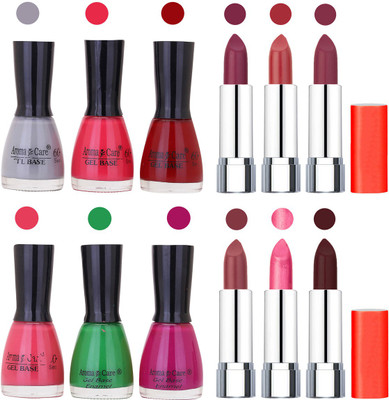 

Aroma Care Wholesale Rate Combo of Nail Polish and Rythm Lipstick 688(Set of 12)
