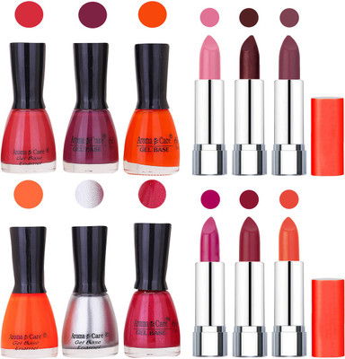 

Aroma Care Wholesale Rate Combo of Nail Polish and Rythm Lipstick 612(Set of 12)