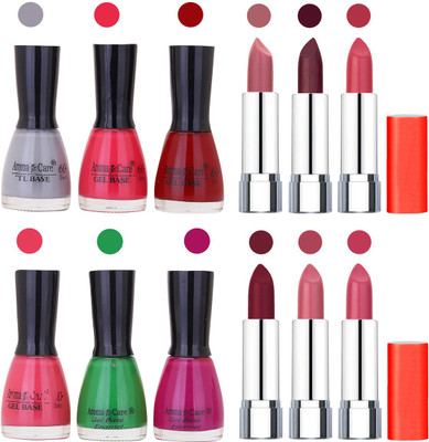 

Aroma Care Wholesale Rate Combo of Nail Polish and Rythm Lipstick 665(Set of 12)