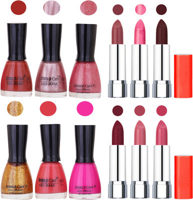 

Aroma Care Wholesale Rate Combo of Nail Polish and Rythm Lipstick 569(Set of 12)