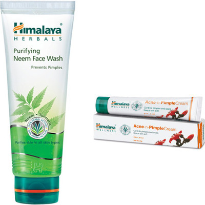 

Himalaya Purifying Neem Face Wash, Acne N Pimple Cream(Set of 2)