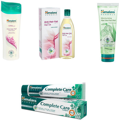 

Himalaya anti hair fall shampoo, anti hair fall hair oil complete care paste, aloe vera face wash(Set of 4)