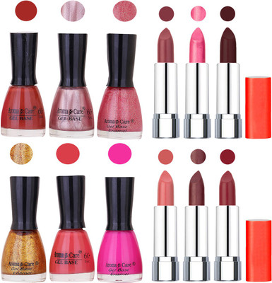 

Aroma Care Wholesale Rate Combo of Nail Polish and Rythm Lipstick 570(Set of 12)