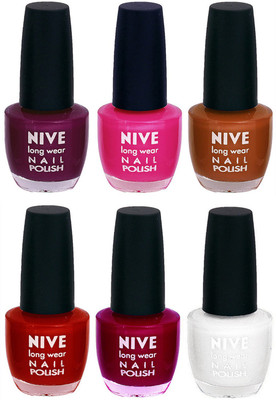 

Nive Colour Blast Nail Lacquer (Set of 6 Nail Polish) Purple,Pink,Brown,Red,Pink,Pink,White(Pack of 6)