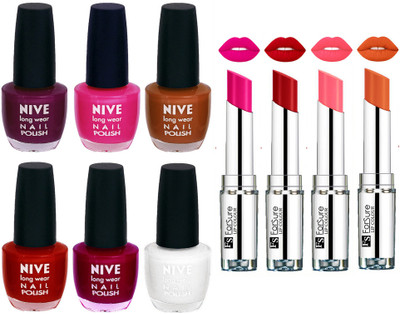 

ForSure Velvet Matte Lipsticks + Nive Nail Polish Combo(Set of 10)