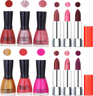 

Aroma Care Wholesale Rate Combo of Nail Polish and Rythm Lipstick 572(Set of 12)