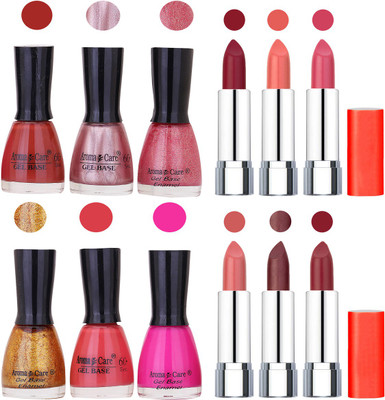 

Aroma Care Wholesale Rate Combo of Nail Polish and Rythm Lipstick 581(Set of 12)
