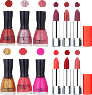 

Aroma Care Wholesale Rate Combo of Nail Polish and Rythm Lipstick 561(Set of 12)