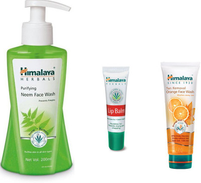 

Himalaya Purifying Neem Face Wash, Tan Removel Orange Face Wash, Lip Balm(Set of 3)