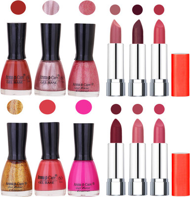 

Aroma Care Wholesale Rate Combo of Nail Polish and Rythm Lipstick 535(Set of 12)
