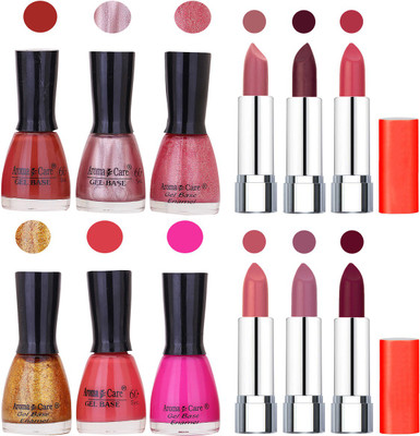 

Aroma Care Wholesale Rate Combo of Nail Polish and Rythm Lipstick 532(Set of 12)