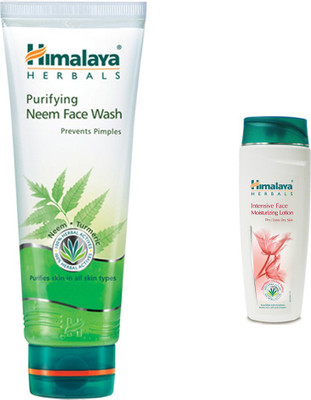 

Himalaya Purifying Neem Face Wash, Intensive Face Moisturizing Lotion(Set of 2)
