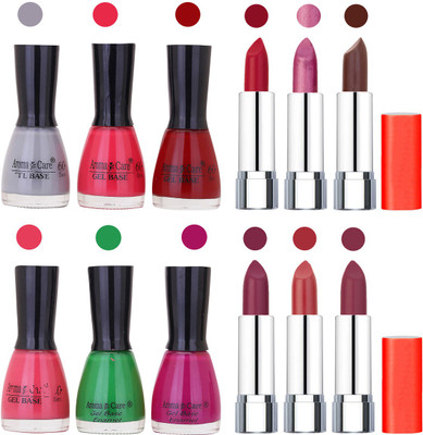 

Aroma Care Wholesale Rate Combo of Nail Polish and Rythm Lipstick 679(Set of 12)