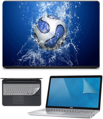 

FineArts 3in1 Combo of Premium Quality, HD, UV Printed, Laminated, Protected, Bubble Free, Scratchproof, Washable, Easy to Install Laptop Skin/Sticker/Vinyl/Cover for 15.6 inches on 3M Vinyl with Screen Guard and Key Protector (Football Water 3in1) Combo 