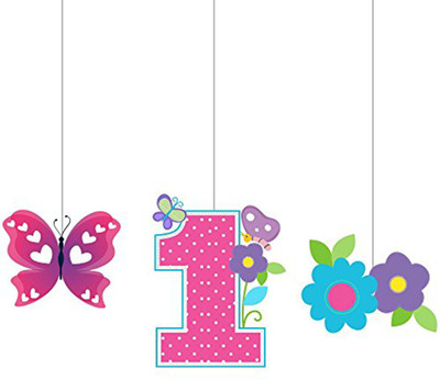 

PARTY PROPZ Multicolor CEILING HANGING SET OF 3/GIRLS 1ST BIRTHDAY DECORATION/GIRLS 1ST BIRTHDAY PARTY SUPPLIES - 3 g