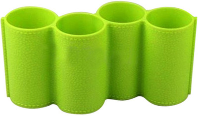 

Evana 4 Compartments Plastic Pen Stand(Green)