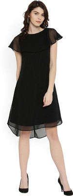 RARE Women A-line Black Mini/Short Dress