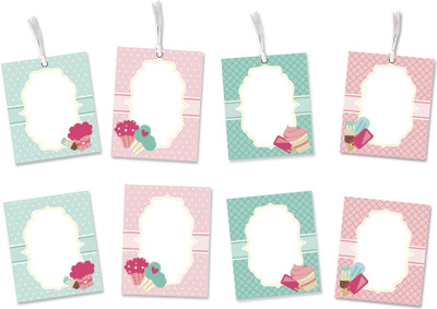 

Little Jamun Set of 8-stickers & 8-gift tags - Cup,cakes & candies Envelopes(Pack of 16 Multicolor)