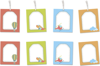 

Little Jamun Set of 8-stickers & 8-gift tags - Hot air balloon Envelopes(Pack of 16 Multicolor)
