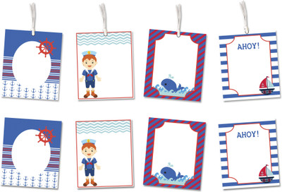 

Little Jamun Set of 8-stickers & 8-gift tags - Nauticals Envelopes(Pack of 16 Multicolor)