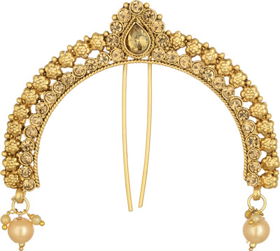 

Reeti Fashions Traditional Gold Stone studded Juda pin Hair accessory Bun Clip(Gold)