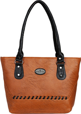 

Fristo Hand-held Bag(Tan, Black), Black;tan