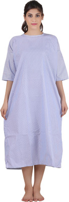

fabuniforms PATIENT GOWN Gown Hospital Scrub(WHITE & BLUE XXXL)