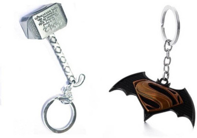 

NeoTask Thor Hammer and Batman v Superman Dawn of Justice Metal Key Chain