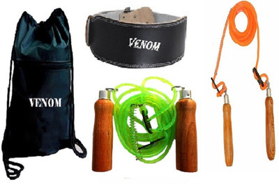 

Venom BACK PACK BAG, LEATHER FITNESS BELT AND WOODEN HANDLE ORANGE AND GREEN COLOR SKIPPING ROPES Gym & Fitness Kit