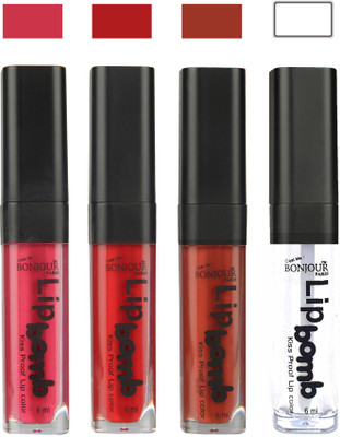 

Bonjour Paris Matte Lipstick(Hot Pink-Red-Tan-Top Coat, 24 ml)