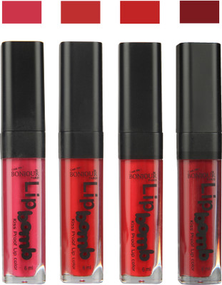 

Bonjour Paris Matte Lipstick(24 ml, Hot Pink-Red-Dark Red-Mauve)