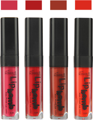 

Bonjour Paris Matte Lipstick(Hot Pink-Red-Tan-Fire Orange, 24 ml)