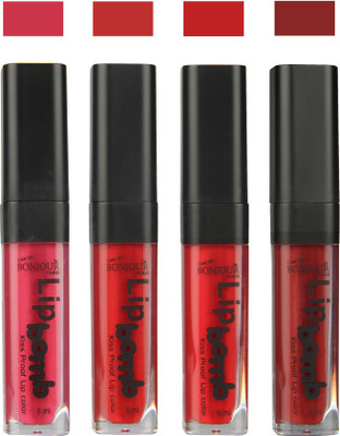 

Bonjour Paris Matte Lipstick(Hot Pink-Red-Dark Red-Brown, 24 ml)