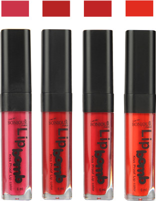 

Bonjour Paris Matte Lipstick(Hot Pink-Red-Dark Red-Fire Orange, 24 ml)