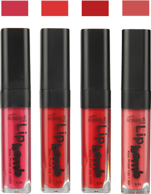 

Bonjour Paris Matte Lipstick(Hot Pink-Red-Dark Red-Wild Blush, 24 ml)