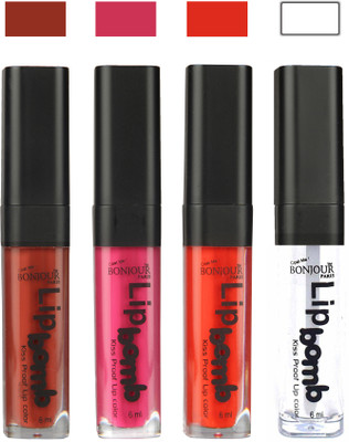 

Bonjour Paris Matte Lipstick(Tan-Fuchsia-Fire Orange-Top Coat, 24 ml)