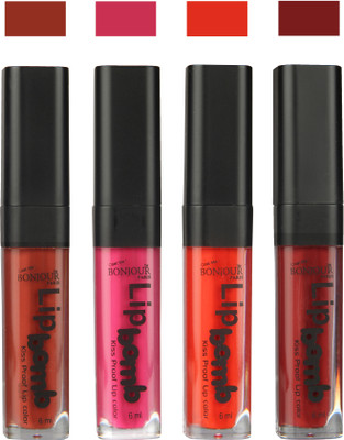 

Bonjour Paris Matte Lipstick(Tan-Fuchsia-Fire Orange-Brown, 24 ml)