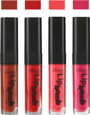 

Bonjour Paris Matte Lipstick(Tan-Dark Red-Peach-Fuchsia)