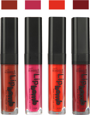 

Bonjour Paris Matte Lipstick(Tan-Fuchsia-Fire Orange-Mauve, 24 ml)