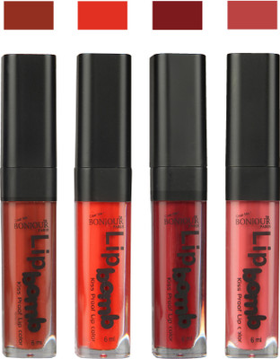 

Bonjour Paris Matte Lipstick(Tan-Fire Orange-Mauve-Wild Blush, 24 ml)