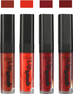 

Bonjour Paris Matte Lipstick(Tan-Fire Orange-Mauve-Brown, 24 ml)