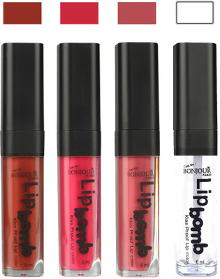 

Bonjour Paris Matte Lipstick(Tan-Pink-Nute-Top Coat, 24 ml)