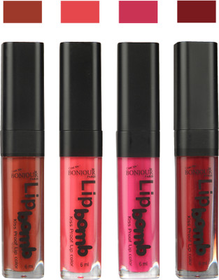 

Bonjour Paris Matte Lipstick(Tan-Peach-Fuchsia-Mauve, 24 ml)