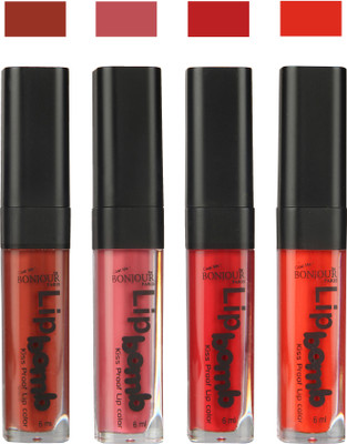 

Bonjour Paris Matte Lipstick(Tan-Nute-Dark Red-Fire Orange, 24 ml)