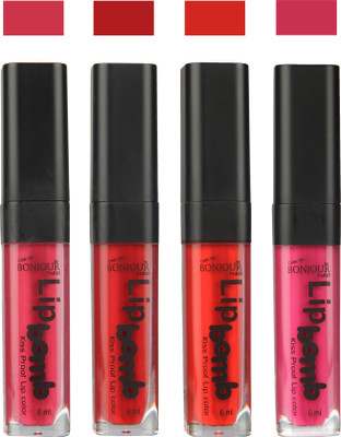 

Bonjour Paris Matte Lipstick(24 ml, Hot Pink-Red-Bunt Amber-Fuchsia)
