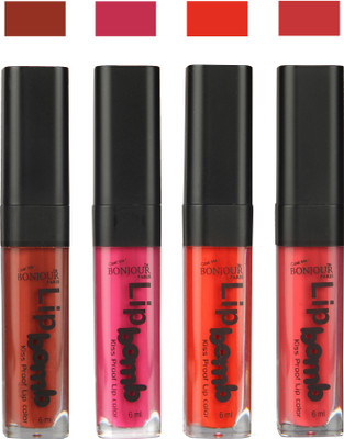 

Bonjour Paris Matte Lipstick(Tan-Fuchsia-Fire Orange-Irresistble Pink, 24 ml)