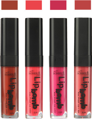 

Bonjour Paris Matte Lipstick(Tan-Peach-Fuchsia-Wild Blush, 24 ml)