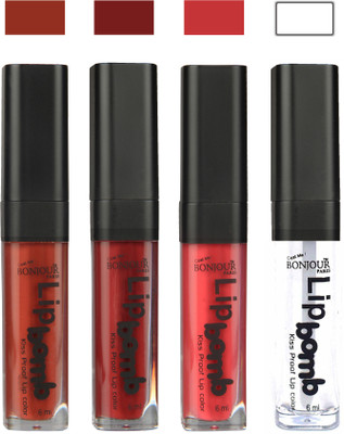 

Bonjour Paris Matte Lipstick(Tan-Brown-Irresistble Pink-Top Coat, 24 ml)