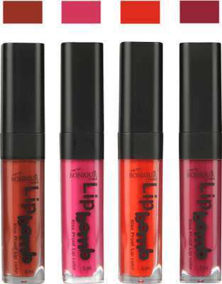 

Bonjour Paris Matte Lipstick(Tan-Fuchsia-Fire Orange-Wine, 24 ml)